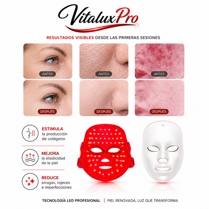VitaluxPro™ Máscara LED Facial Rejuvenecedora 7 en 1